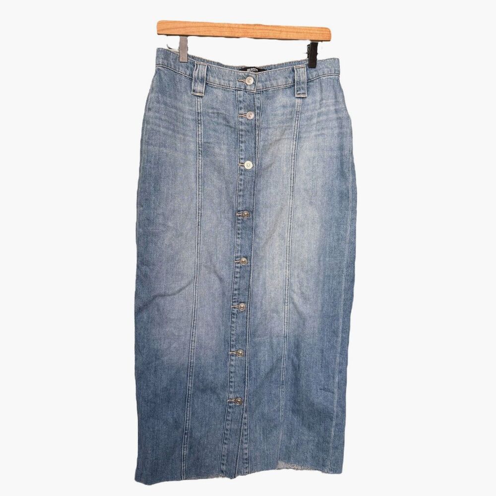 Hudson Jeans Midi Pencil Denim Skirt Light Wash Size 29 Button Front - Picture 2 of 10